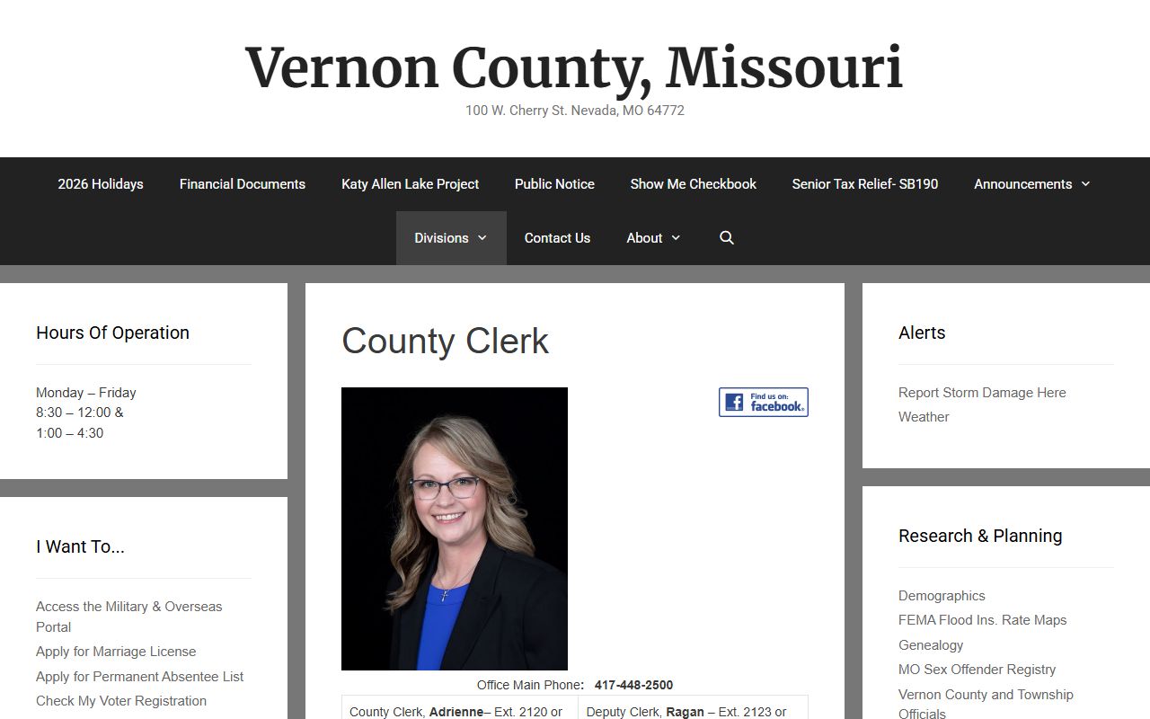 Vernon County Circuit Clerk records and County Clerk office distinction