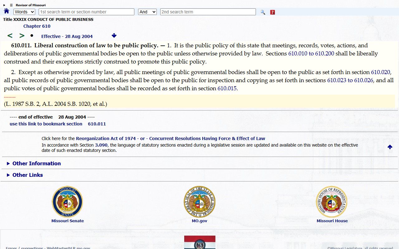 Vernon County court records public access and Missouri Sunshine Law policy