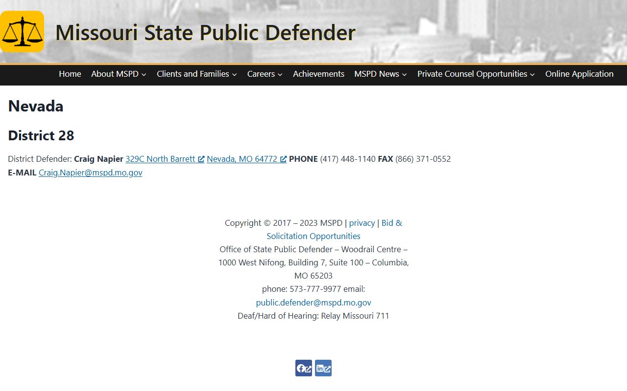 Vernon County criminal court records and Missouri State Public Defender District 28 office