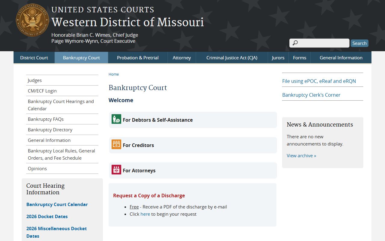 Vernon County Circuit Court probate records and Western District bankruptcy court distinction