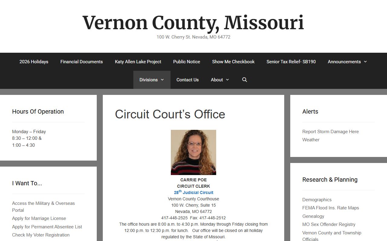 Vernon County Court records Circuit Clerk Case.net access page