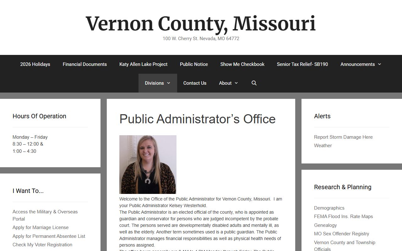 Vernon County probate records Public Administrator guardianship page